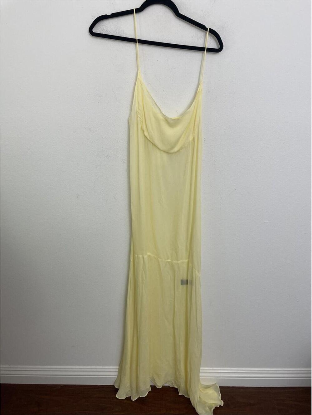 SWF  Sheer Slip long Dress Like Butter Yellow Size M  NWT $358 msrp - Picture 4 of 8